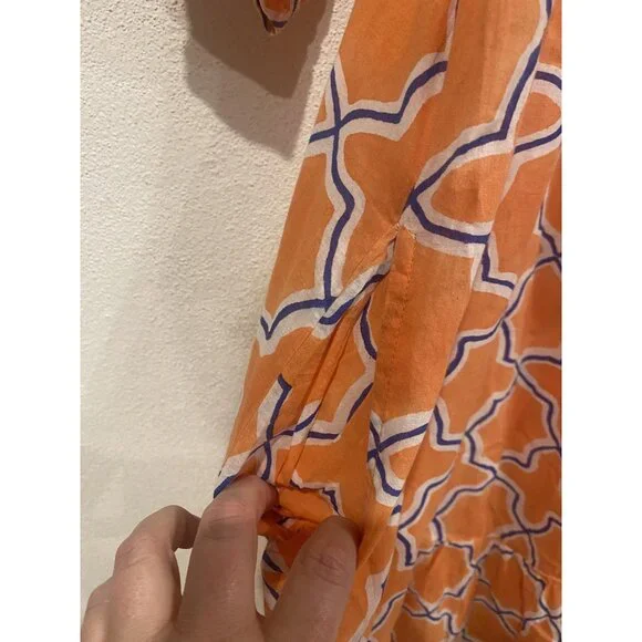 Roberta Roller Rabbit Dress Womens Small Orange Print Boho Tunic Cover Up Beach - Picture 2 of 5